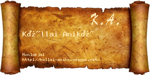 Kállai Anikó névjegykártya